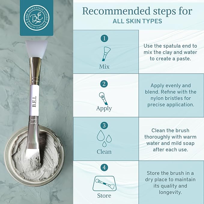 Bare Essentials Living Clay Face Mask Brush (2 Pack, White) Dual Soft Silicone Face Mask Applicator Brush Tool, Great Facial Essentials, Moisturizer Applicator & Skincare Brush for Facials-Velvo Beauty