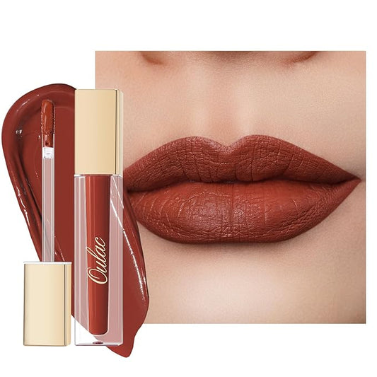 Oulac Matte Liquid Red Lipstick for Women, Orange Tone Red Long Lasting Lipstick, Waterproof Lip Stain, No Transfer, Creamy High Pigmented Formula with Vitamin E, Vegan & Cruelty-Free M21-Velvo Beauty