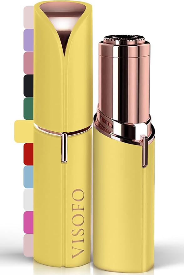 Facial Hair Removal for Women | Electric Razor Device Small Mustache Dermaplaning Remover Tools Tweezers Epilator Trimmer Face Dermaplane Shavers Beauty Gadgets Set Accessories by VISOFO (Citrine)-Velvo Beauty