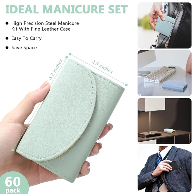 60 Sets Travel Manicure Set Nail Clippers Bulk Pedicure Kit 7 in 1 Stainless Steel Professional Nail Set Grooming Kits Nail Care Tools for Women Men(Bright Color)-Velvo Beauty