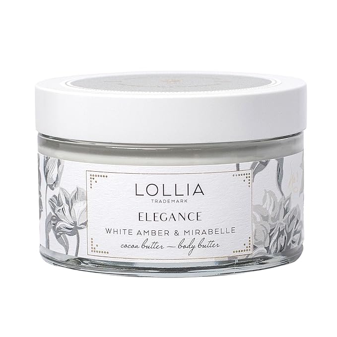 Lollia Elegance Body Butter, 5.5 oz. – White Amber & Mirabelle - Shea Butter & Cocoa Butter, Body Lotion for Women, Hydrating & Smooth Body Moisturizer-Velvo Beauty
