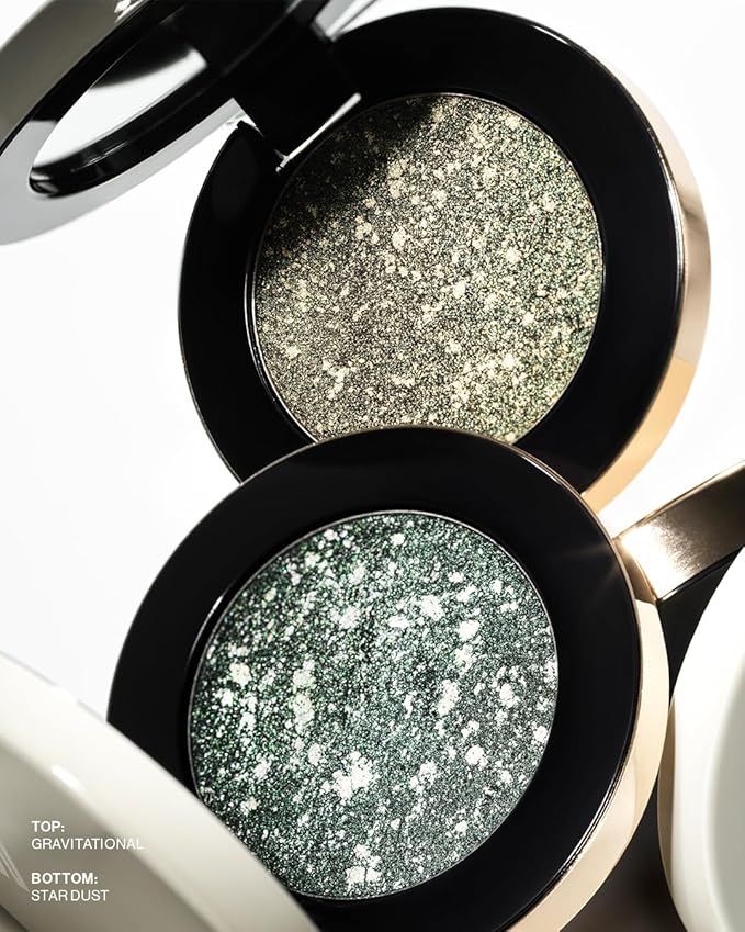 MAKE Beauty Multi-Chromatic Eye Shadow. Metal Reflecting Luminous Foil Finish Creamy, Buildable, Dimensional Long-wear, Crease-proof Powder Eyeshadow, Multichrome Shade - Gravitational, Olive Green-Velvo Beauty