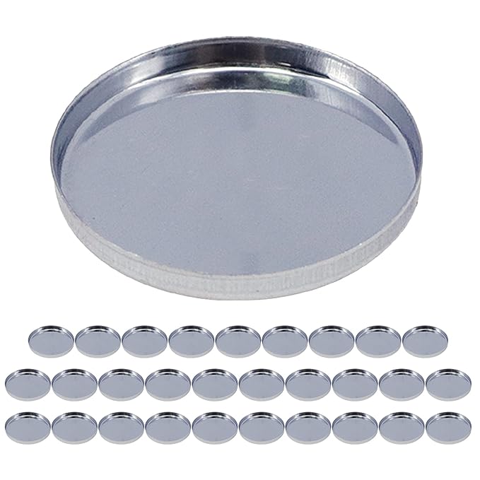 Pack of 30 Empty Round Metal Pans 26mm Eyeshadow Palette Pans Replacement for Magnets Makeup Palettes (3mm Height) Silver-Velvo Beauty