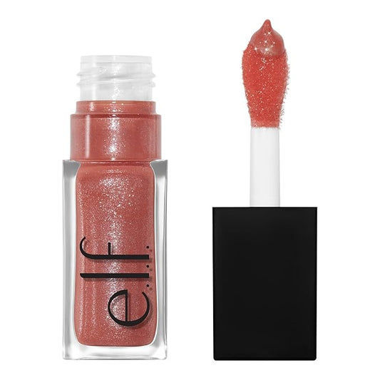 e.l.f. Glow Reviver Lip Oil, Nourishing and Hydrating with High-Shine Glimmer Finish & Sheer Wash Of Color, Minty Scent, Non-Sticky, Vegan & Cruelty-free, Princess Cut-Velvo Beauty