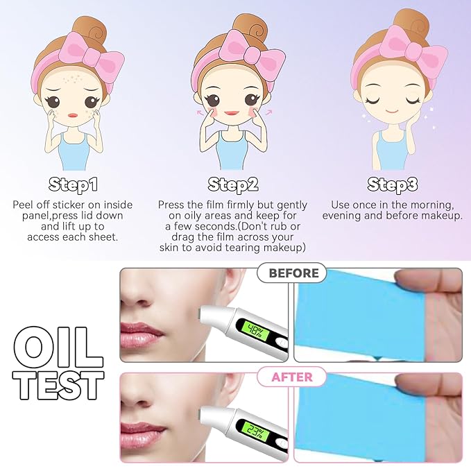 Premium Oil Control Film,Same Series with Clean&Clear Oil Absorbing Sheets,180Sheets/3Pack Larger Oil Blotting Sheets for Face,Makeup Friendly High-performance Handy Face Blotting Paper for Oily Skin-Velvo Beauty