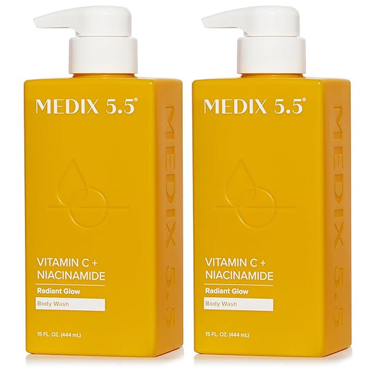 Medix 5.5 Radiant Glow Vitamin C Body Wash W/Niacinamide | Citrus Scented Gentle Body & Face Cleanser For Women, Men, Dry Skin, & Smoother-Looking Skin | Removes Dirt, Oil, & Impurities, 2-Pack-Velvo Beauty