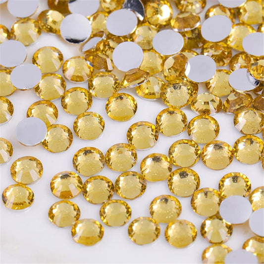 1500 Pieces SS16 4mm Flatback Rhinestones Clear Glass Round Gems Crystals for Nail Art DIY Crafts Clothes Shoes Bags (Crystal Yellow)-Velvo Beauty