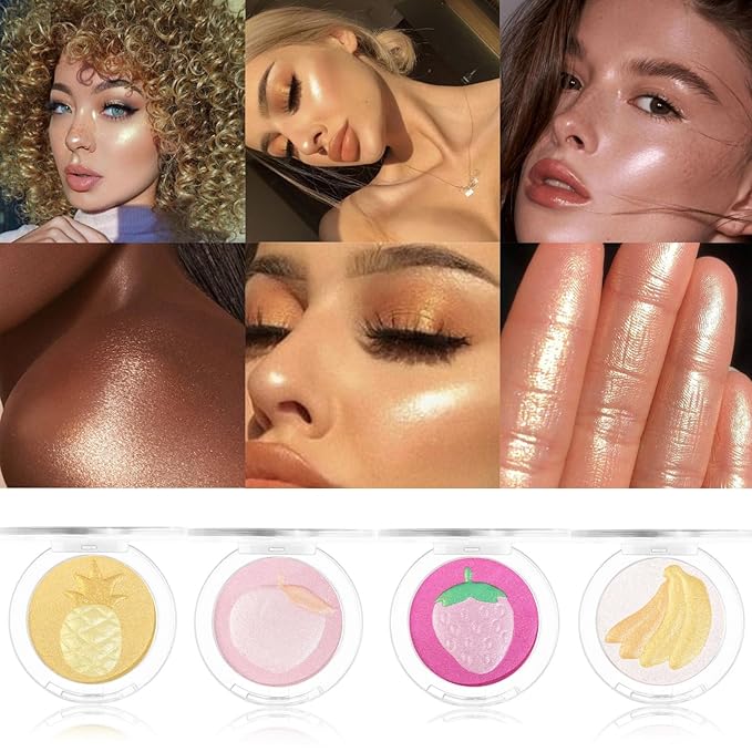 Highlighter Makeup Palette Face Highlighter Palette Glitter Highlighter Powder Palette Iluminadores de Maquillaje for Face Highlighters & Illuminator (Purple)-Velvo Beauty