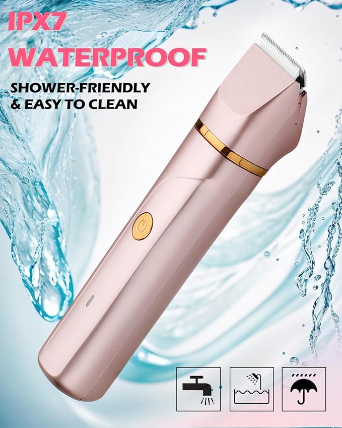 Bikini Trimmer for Women 2-in-1 – Rechargeable Electric Razors for Women, Painless Electric Shaver for Bikini, Underarm, Legs, Arms – IPX7 Waterproof, Compact Travel Design-Velvo Beauty