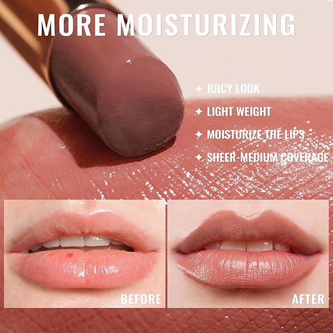 Oulac Shine Red Lipstick for Women, 2 in 1 Glossy Light Red Tinted Lip Balm, Hydrating Lipstick for Dry Lips, Moisture Shine Juicy Finish Vegan 2.2g/0.07oz (17)-Velvo Beauty