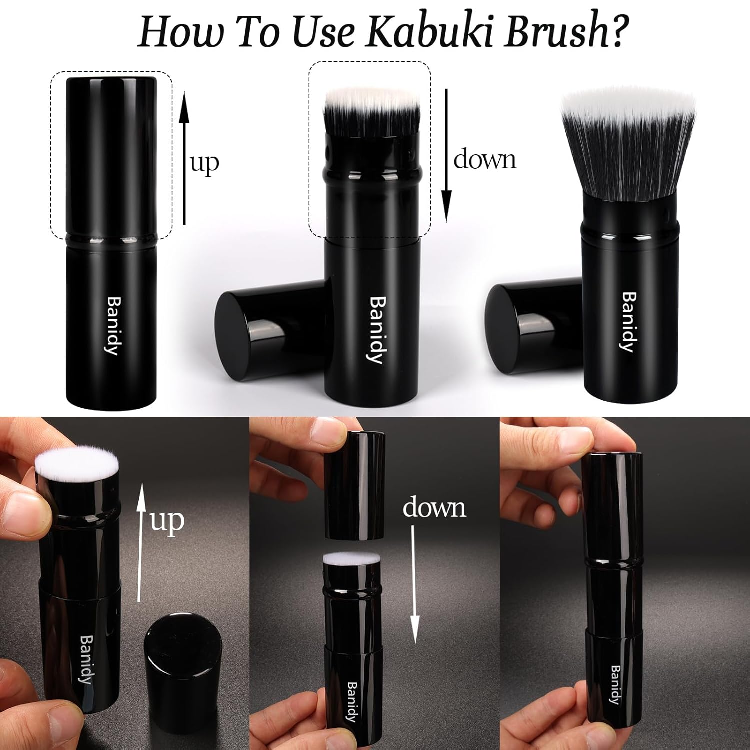 Foundation Makeup Brush Flat Top Kabuki Face Blush Liquid Powder Foundation Brush Retractable Travel Brush for Blending Liquid, Cream or Flawless Powder Cosmetics-Velvo Beauty