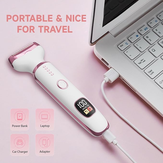 Electric Razor Shavers for Women 5 in 1 Electric Shaver for Women,Cordless Replaceable Facial Eyebrow Razors & Nose Hair Trimmer, Wet Dry Bikini Trimmer Pubic Hair Removal Gifts for Womens 3028A White-Velvo Beauty