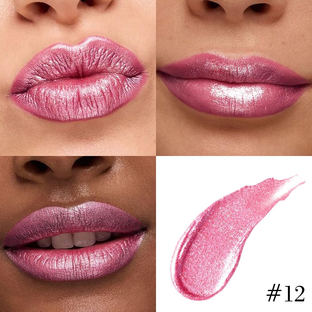 Kaely 2-in-1 Mauve Pink Metallic Lipstick and Lip Liner, Shimmer Liquid Metallic Lipsticks for Women, Glitter Lip Gloss Stain Long Lasting Waterproof Smudge Proof 24 Hour, Vegan Makeup, 12-Velvo Beauty