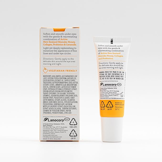By Nature Eye Cream - Manuka Honey, Collagen, and Probiotics - Hydrating Under Eye Cream for Dark Circles - Skincare from New Zealand - .5oz-Velvo Beauty