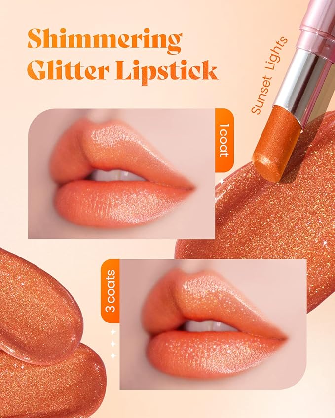 AMTS Tinted Lip Balm - Sunset Lights | Hydrating Glitter Lipstick | Pearl Shimmering Daily Lip Makeup for dry, cracked, chapped lips | korean beauty Moisture Lip Tint-Velvo Beauty