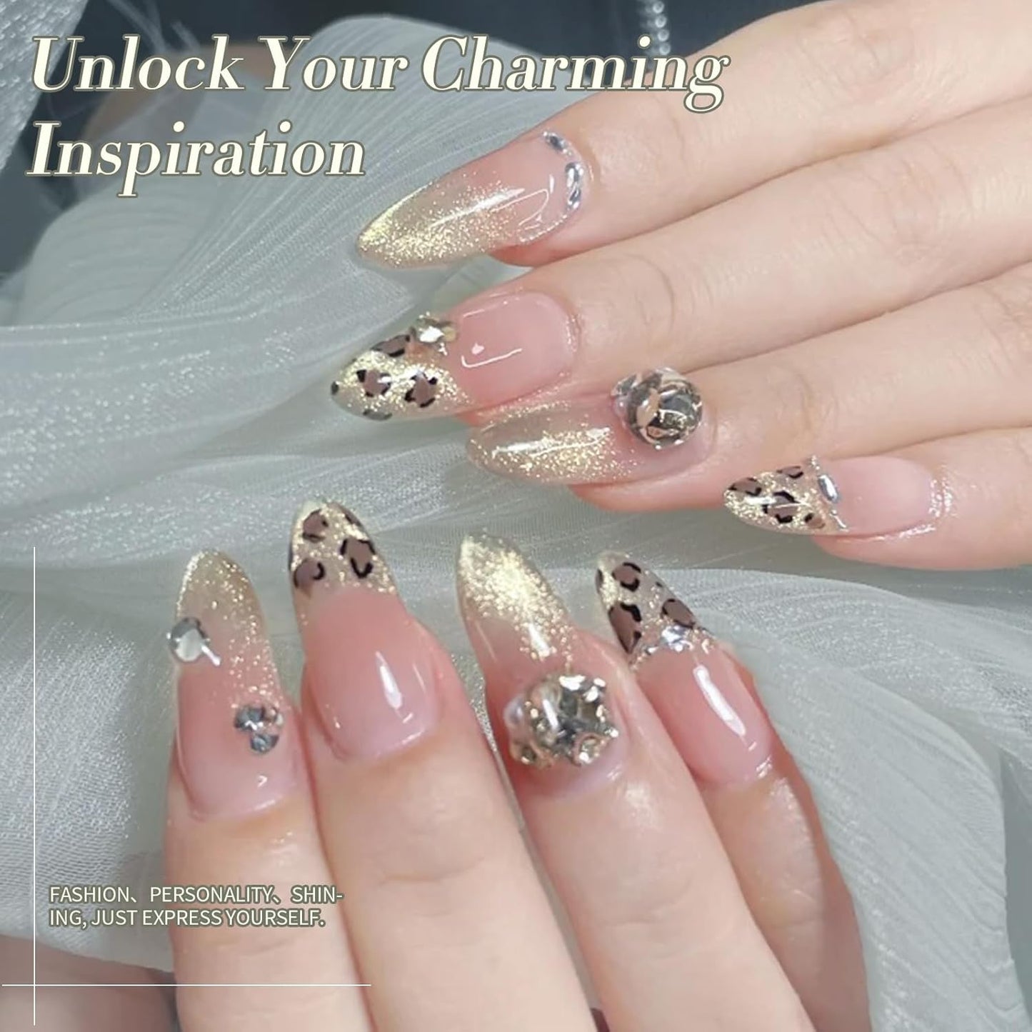 BORN PRETTY Gold Cat Magnetic Eye Gel Nail Polish Holographic Glitter Gel Polish Glass Magnetic Gel Nail Polish 15ML-Velvo Beauty