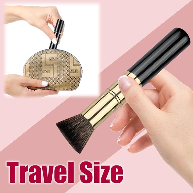 Retractable Kabuki Makeup Brushes 2 Pcs, Powder Brush/Foundation Brush/Blush Brush for Foundation, Powder Blush, Bronzer, Buffing, Liquid, Cream, with Cover-Velvo Beauty