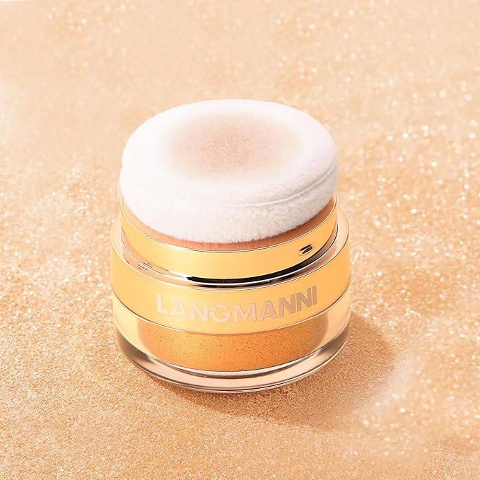 Glitter Body Highlighter Powder Body Shimmer Sparkle Face Brightening Highlighter Powder for Face Eyes Body Glow Makeup With sponge head(Purple)-Velvo Beauty