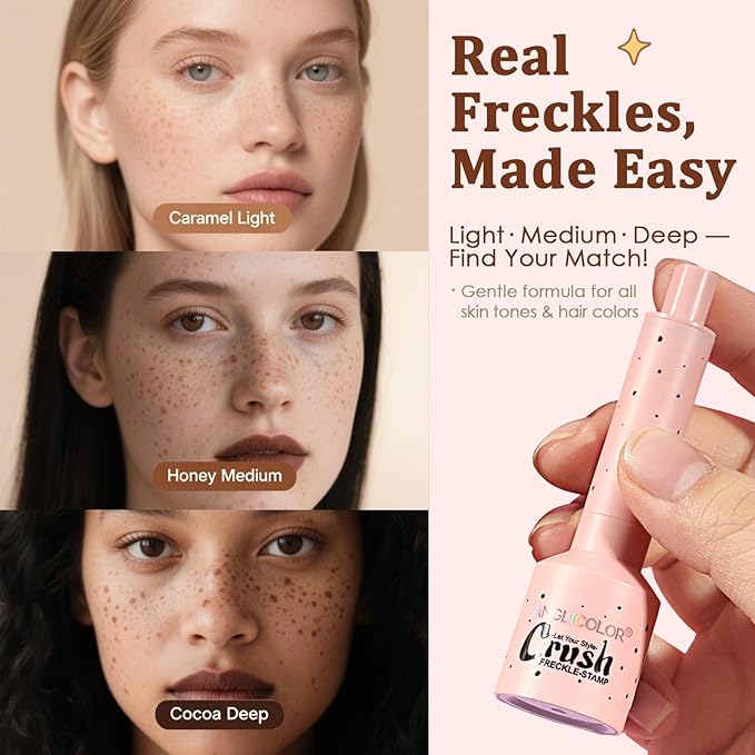 Faux Freckle Stamp, Freckle Pen Waterproof – Faux Freckles Maker for Natural Sun-Kissed Look, Quick-Dry & Long-Lasting, Easy One-Press Application, Cute & Trendy Gift for Women & Girls - 03 Deep-Velvo Beauty