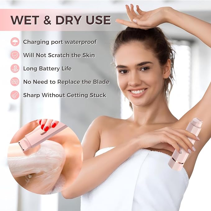 Bikini Trimmer for Women, 2 in 1 Electric Razors for Women, IPX7 Waterproof, USB Rechargeable Wet and Dry Shaver, Suitable for Hair Removal All Over The Body-Velvo Beauty