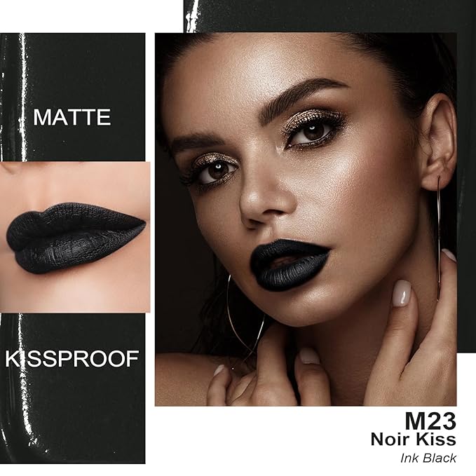 Oulac Black Lipstick for Women, Makeup Matte Liquid Lipsticks, Highly Pigmented Color Lip Stain with Creamy Formula, Long Lasting, Waterproof, Vitamin E, Vegan, Cruelty-Free, M23-Velvo Beauty