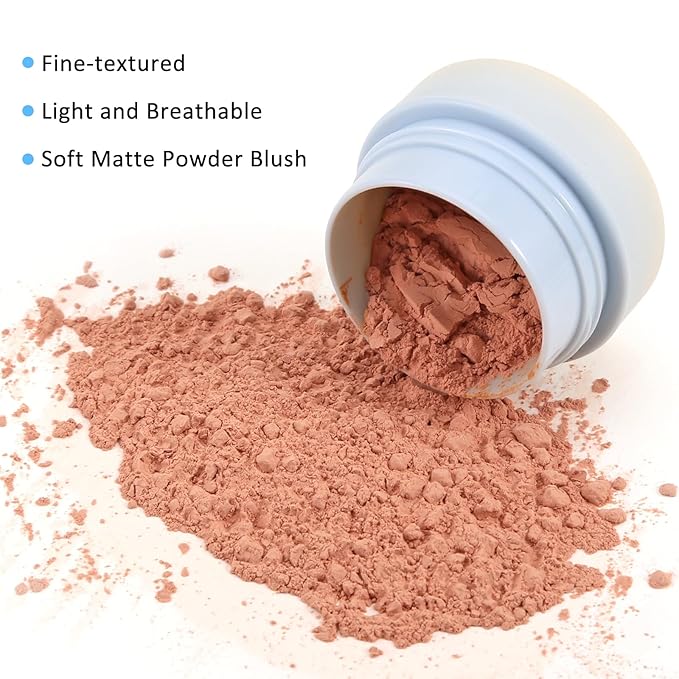 Boobeen Powder Blush for Cheeks, Air Cushion Matte Blush, Natural Highly Pigmented Blush Makeup Easy to Blend, Loose Blush Compact Long-lasting-Velvo Beauty