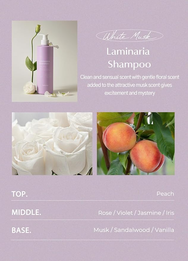 laferme Laminaria Shampoo with Organic Ingredient, Korean Clarifying Shampoo, Hydrating for Dry Hair, Strengthening for Weak Hair, Sulfate & Paraben-Free, for Women & Men, 33.8 FL OZ, White Musk-Velvo Beauty