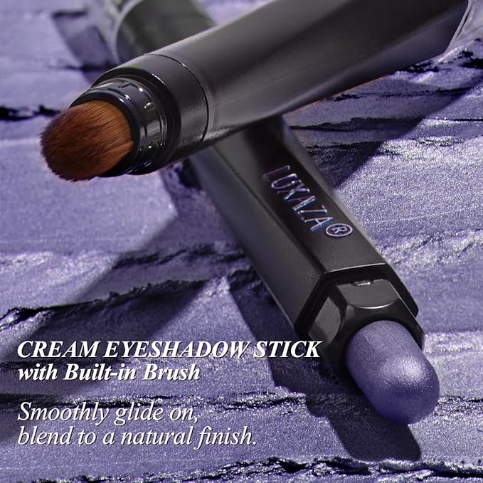 Purple Eyeshadow Stick Makeup 6PCS Set, Metallic Shimmer Matte Cream Eye Shadow Palette Brightener Pencil Crayon - BLUEBERRY-Velvo Beauty