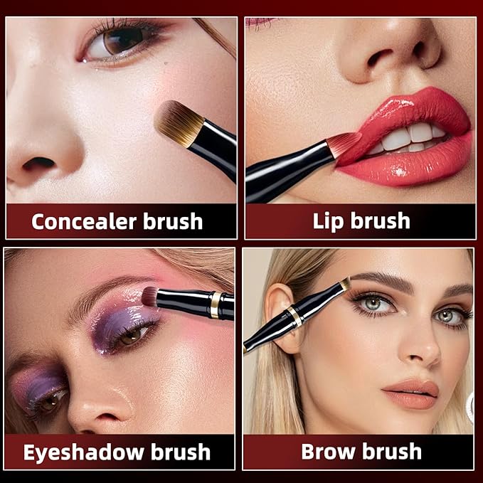 Unaone 4 in 1 Makeup Brush - Travel Lip Brush Eyebrow Brush Eyeshadow Brush Concealer Brush, Portable Multi-function Makeup Brushes-Velvo Beauty