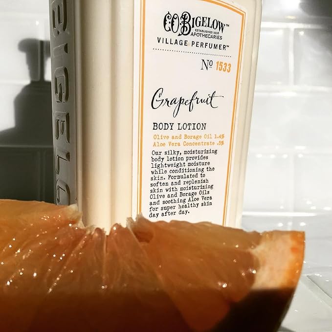 C.O. Bigelow Grapefruit Body Lotion, Village Perfumer Moisturizing Body Lotion with Aloe Vera, Borage Oil & Olive Oil, 10 Fl Oz-Velvo Beauty