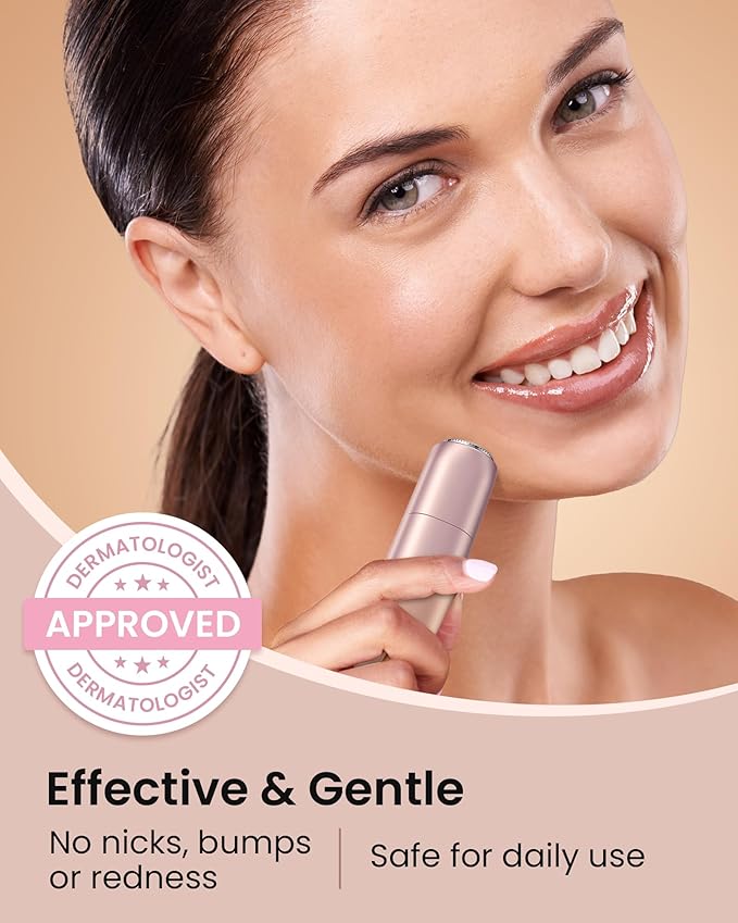 Rechargeable Facial Hair Remover for Women: Painless Mini Face Razors Shaver with 2 Replacement Heads,Electric Facial Hair Removal Device for Upper Lip, Chin & Face for Home & Travel-Velvo Beauty