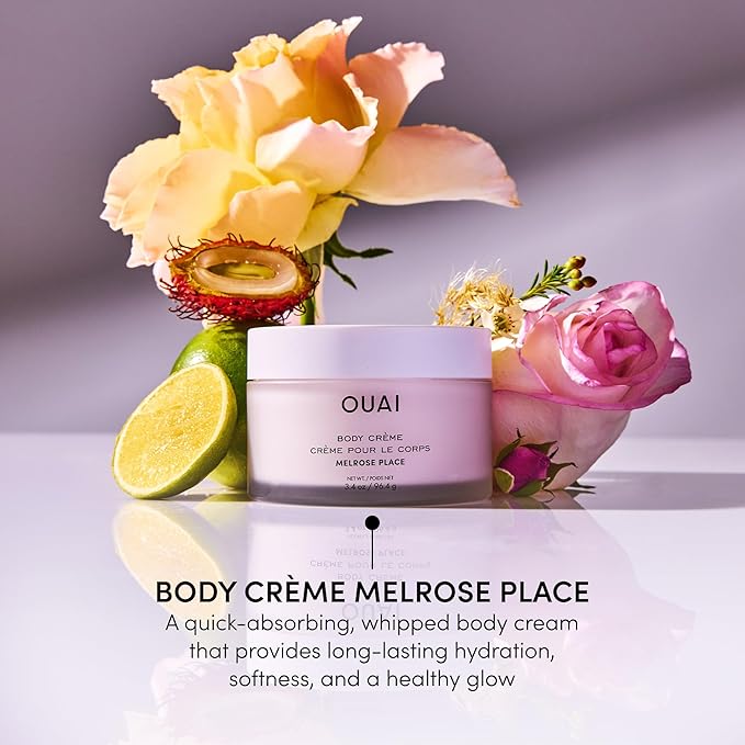 OUAI Body Cream Travel Size, Melrose Place - Hydrating Whipped Body Cream with Cupuaçu Butter, Coconut Oil & Squalane - Softens Skin and Delivers Healthy-Looking Glow - Sulfate Free Skin Care (3.4 Oz)-Velvo Beauty