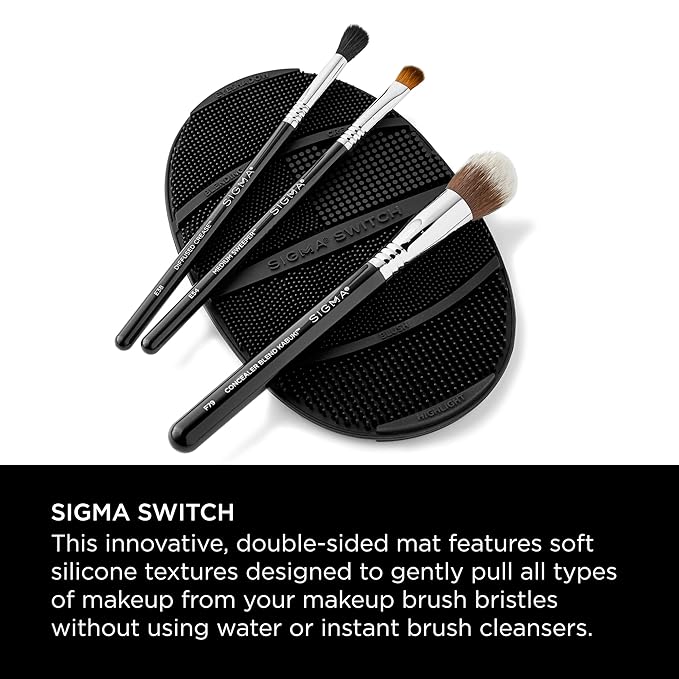 Sigma Switch by Sigma Beauty – Silicone Makeup Brush Cleaner for Switching Shades and Pigments, Switch Cleaning Mat for Superior Makeup Brush Cleaning Mid-Application (Full Size)-Velvo Beauty