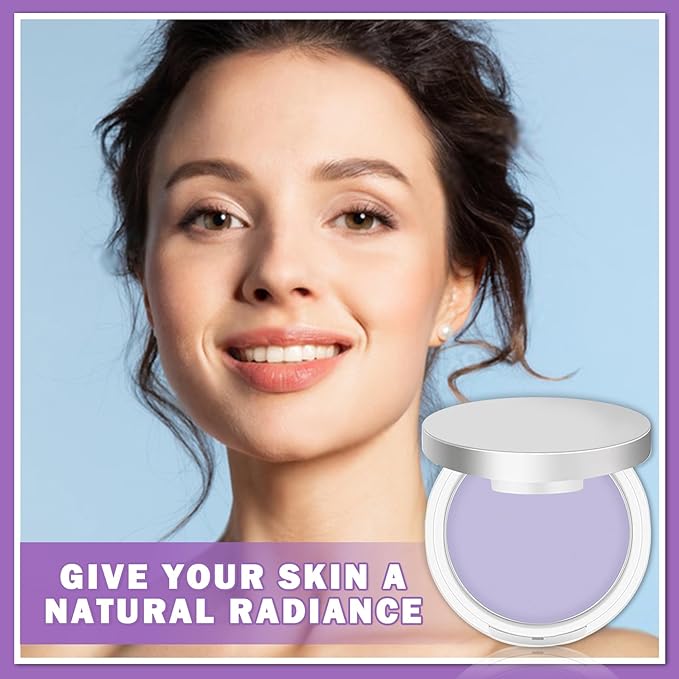 AIUEO Lavender Matte Setting Powder Sunscreen Powder Oil Control Blurring Pressed Powder Refreshing and Comfortable Purple Face Powder Makeup, Polvo Compacto De Maquillaje-Velvo Beauty