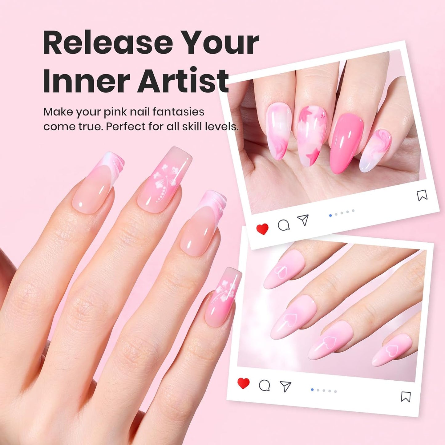 Beetles Nail Art Brushes, 6 Pcs Fingernail Art Design Pens, Pink Handle French Tip Ombre Clean Up Nail Brush Set for Gel Polish with Palette DIY Manicure Tools Gift for Women-Velvo Beauty