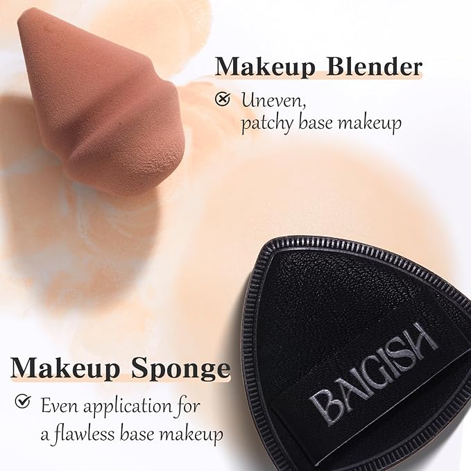 Makeup Sponge 1 Powder Puff +1 Smooth Foundation Brush for Liquid, Cream and Makeup,Super Soft, Makeup Blender, Latex Free Seamless Flawless Soft Setting Couple Set-Velvo Beauty