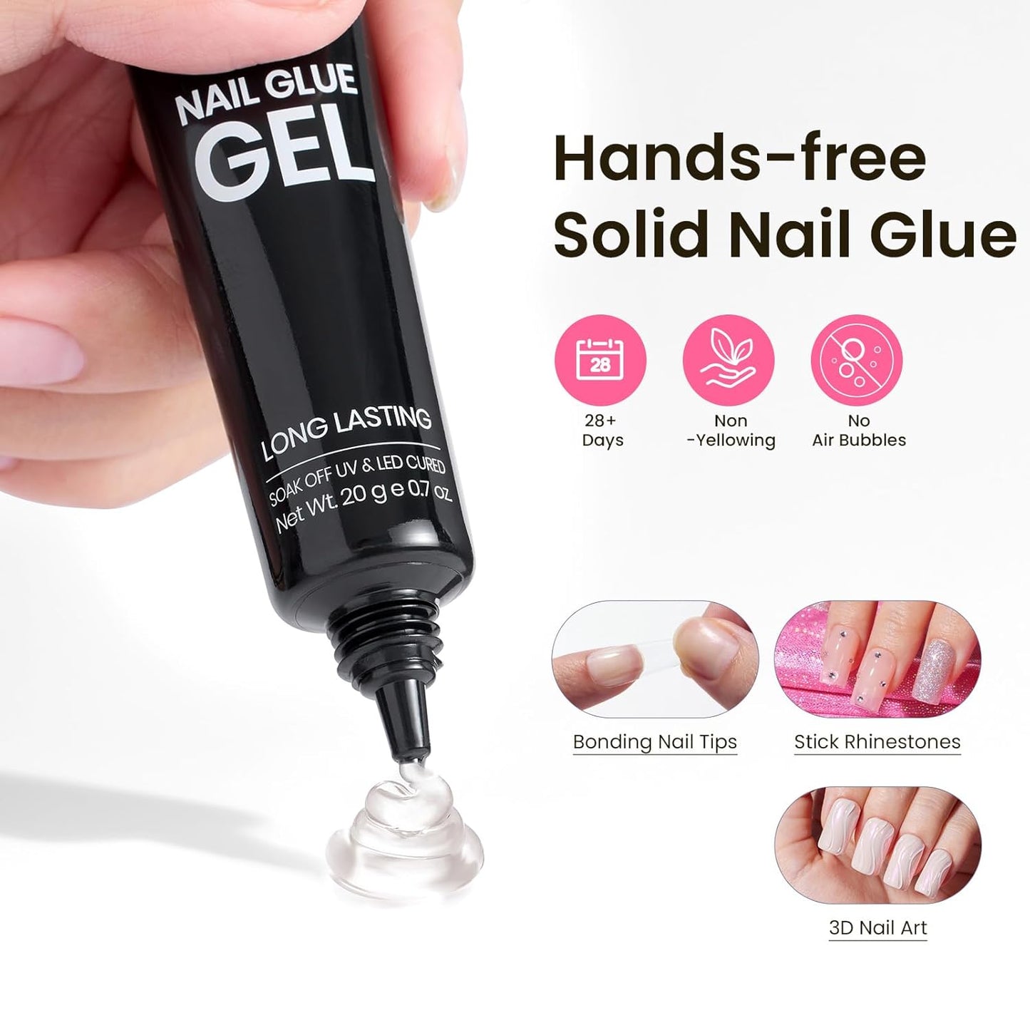 Beetles Tipex Instant Apex Nail Tips Kit Short Square , 224 Pcs Pre-Building Pre-Etched False Nail Tips with Tipex Nail Glue, Mini Nail Lamp-Thick Acrylic Nail Tips Set-Velvo Beauty