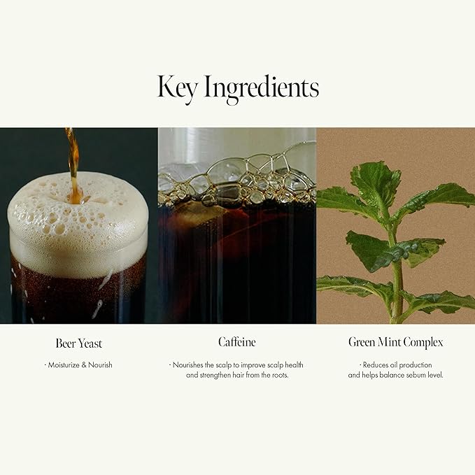 Dark Beer Biome Shampoo - Vegan Anti-Hair Loss Sclap Care with Caffeine & Green Mint Complex for Thicker Stronger Hair- Deep Cleansing, Oil Control & Cooling Effect, Sulfate-Free 500 ml / 16.9 fl oz-Velvo Beauty