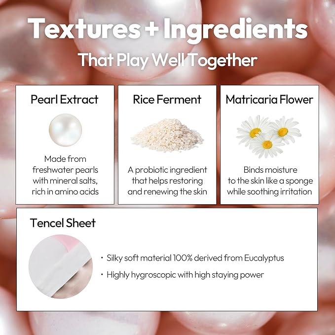 LAPCOS Pearl Sheet Mask, Daily Face Mask with Probiotics to Clarify Skin, Korean Beauty Favorite, 5-Pack-Velvo Beauty