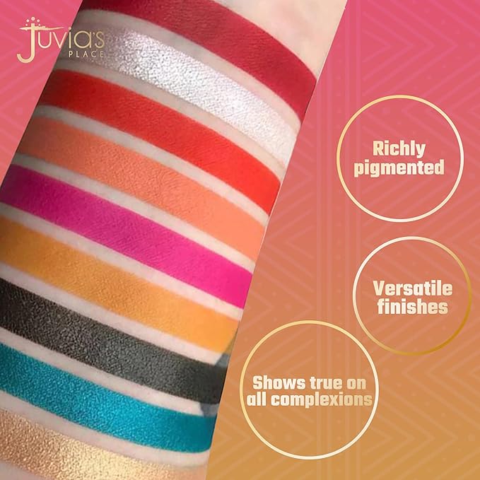 Juvia's Place Palette The Festival - Bold Coral, Red, Glittery Neutrals, Shades of 9, Bold and Fiery Palette, Pigmented Makeup Palette Eye Color & Shine-Velvo Beauty