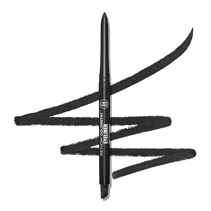 Revlon ColorStay Pencil Waterproof Eyeliner, Smudge-Proof, Eye Makeup with Built-In Sharpener, 201 Black, 0.01 oz-Velvo Beauty