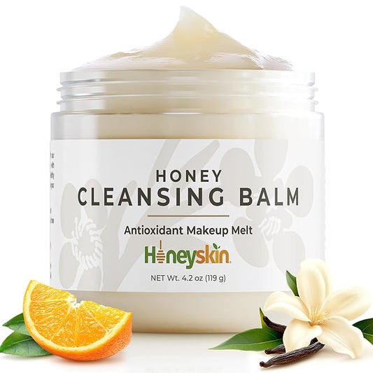 Honey Cleansing Balm Makeup Remover - Face and Eye Makeup Remover for Sensitive Skin Face Wash - Hydrating Facial Cleanser and Gentle to Face Makeup Melting Balm (4oz)-Velvo Beauty
