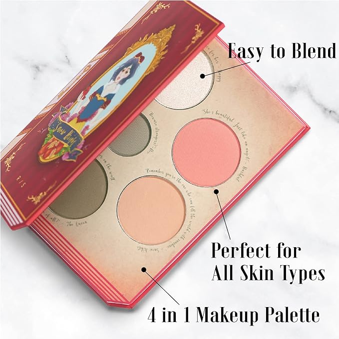 READY TO SHINE Snow Bright Contour Highlight Blush Makeup Palette - Smooth and Pigmented - Easy to Blend - Vegan and Cruelty Free - 5 Part Pressed Powder Makeup Kit - With Mirror For All Skin Types-Velvo Beauty