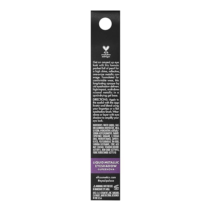 e.l.f. Liquid Metallic Eyeshadow, Gel Formula, High-Impact Multi-Dimensional Finish, One-Swipe Coverage, Supernova, 0.1 Fl Oz (3mL)-Velvo Beauty