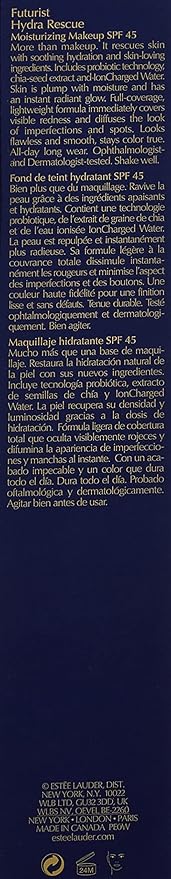 Estée Lauder Futurist Hydra Rescue Moisturizing Foundation SPF 45, 12 Hour Glow, 1.2 oz., 1N2 Ecru-Velvo Beauty