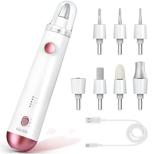 Electric Nail Drill, 8-in-1 Cordless Electric Nail File with LED Light, 5 Speeds Rechargeable Manicure and Pedicure Kit Hand Foot Care Tool for Nail Grinder Trim Polish for Women Baby-Velvo Beauty