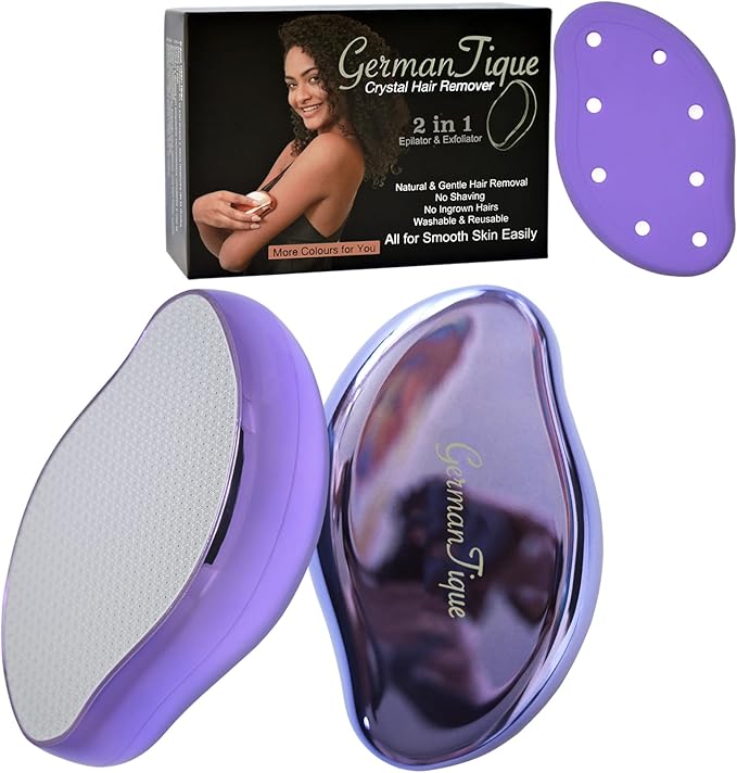 Crystal Hair Eraser,Natural Crystal Hair Remover,Reusable Painless Nano Glass Hair Removal Device Without Shaver,Gentle Crystal Epilator and Exfoliator for Soft Silky Skin(Violet)-Velvo Beauty