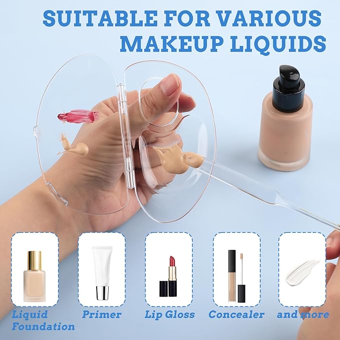 Makeup Mixing Palette, Handheld Foundation Mixing Palette with Foundation Spatula, 180 Degree Expansion Makeup Palette Tray for Makeup Artist and Beginner, Lipstick Eyeshadow Foundation Color Test-Velvo Beauty