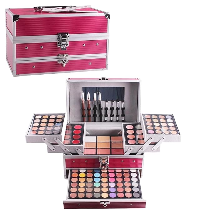 SAMIK 132-Color All-in-One Makeup Kit for Women - Complete Set with Palettes, Contouring, Concealer, Face Powder, Lipgloss, Blusher, Contour, Eyeliner, and Eyebrow Powder in Carry-All Trunk-Velvo Beauty