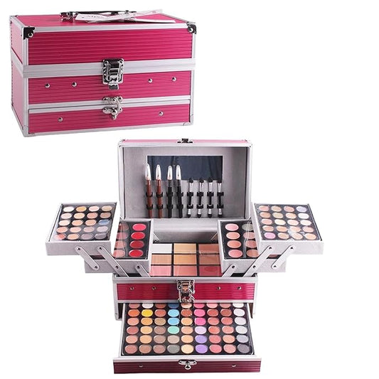 SAMIK 132-Color All-in-One Makeup Kit for Women - Complete Set with Palettes, Contouring, Concealer, Face Powder, Lipgloss, Blusher, Contour, Eyeliner, and Eyebrow Powder in Carry-All Trunk-Velvo Beauty
